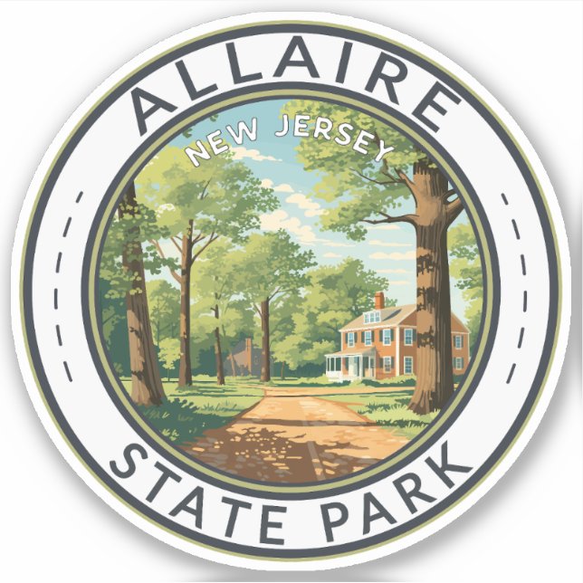 Allaire State Park New Jersey Travel Art Badge Sticker (Front)
