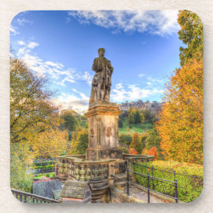 Allan Ramsey Statue And Edinburgh Castle Beverage Coaster