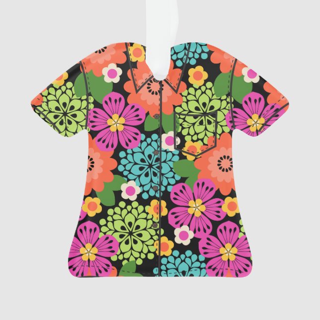 Allana Garden Hawaiian Floral Aloha Shirt- Brights Ornament (Front)
