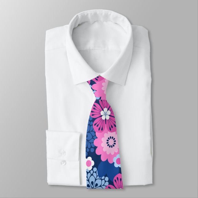 Allana Garden Hawaiian Graphical Bold Floral  Neck Tie (Tied)