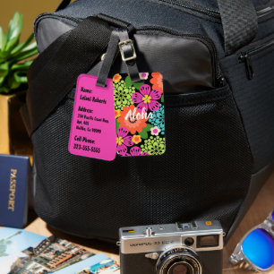 Allana Garden Hawaiian Graphical Floral - Brights Luggage Tag