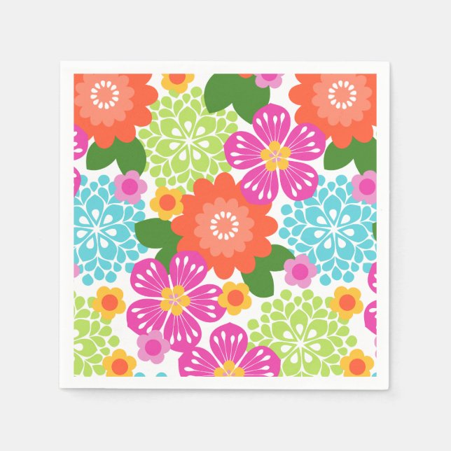 Allana Garden Hawaiian Graphical Floral - Brights Napkins (Front)