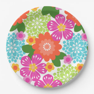 Allana Garden Hawaiian Graphical Floral - Brights Paper Plates