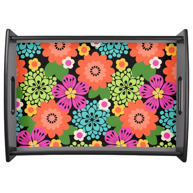 Allana Garden Hawaiian Graphical Floral - Brights Serving Tray (Front)
