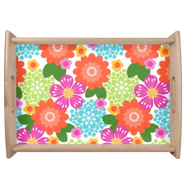 Allana Garden Hawaiian Graphical Floral - Brights Serving Tray (Front)