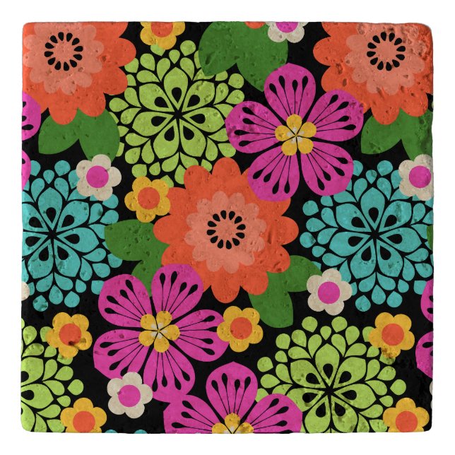 Allana Garden Hawaiian Graphical Floral - Brights Trivet (Front)