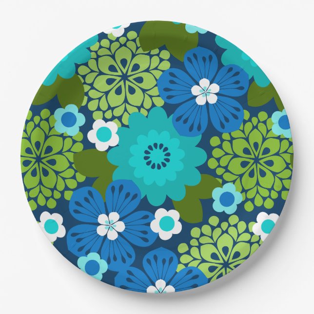 Allana Garden Hawaiian Graphical Floral - Cool Paper Plates (Front)