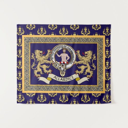 Allardice Clan Badge Personalized Blue Tapestry
