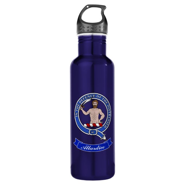 Allardice Clan Badge Personalized Stainless Steel Water Bottle (Front)