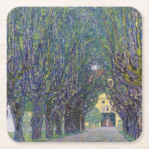 Allee at Schloss Kammer Gustav Klimt Square Paper Coaster