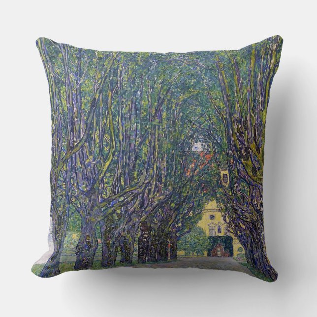 Allee at Schloss Kammer, Gustav Klimt Throw Pillow (Front)