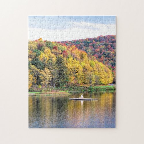 Allegany State Park NY Lake in Autumn Jigsaw Puzzle