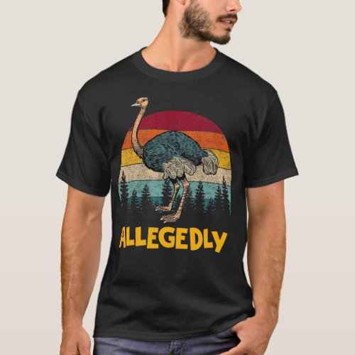 Allegedly Ostrich Retro Sunset Bird Flightless Gif T_Shirt