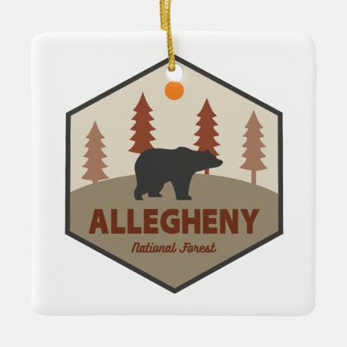 Allegheny National Forest Bear Ceramic Ornament