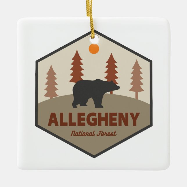 Allegheny National Forest Bear Ceramic Ornament (Front)