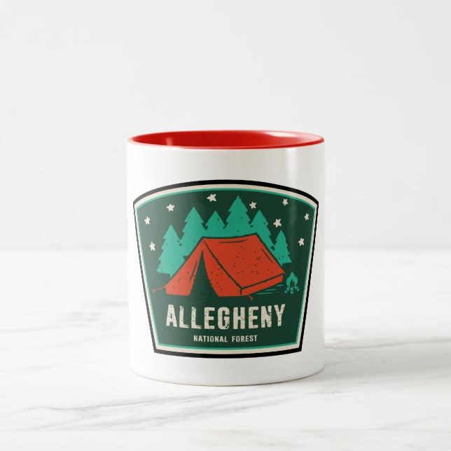 Allegheny National Forest Camping Two-Tone Coffee Mug (Center)