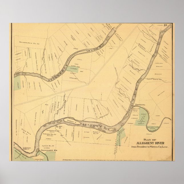 Allegheny River Pa, Map Poster (Front)