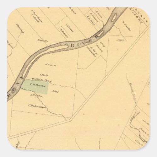 Allegheny River Pa Map Square Sticker