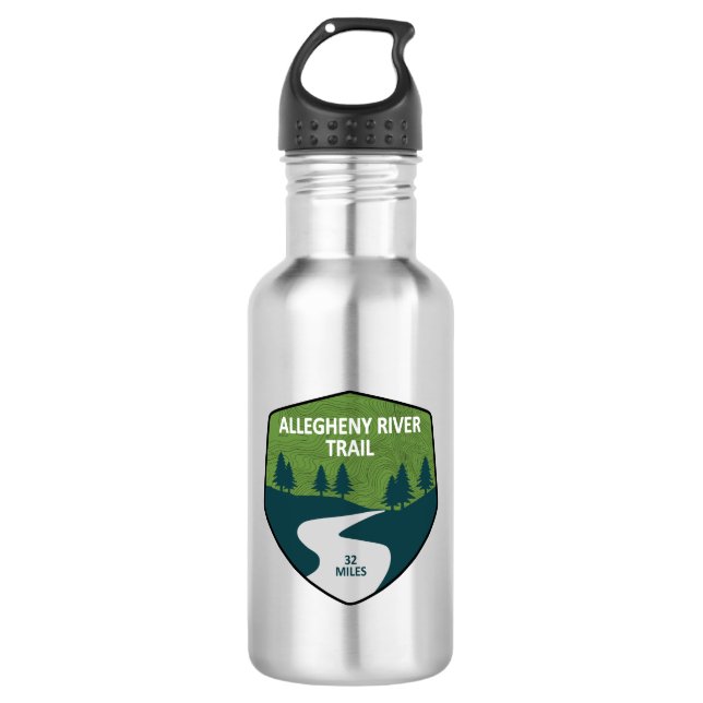 Allegheny River Trail Stainless Steel Water Bottle (Front)
