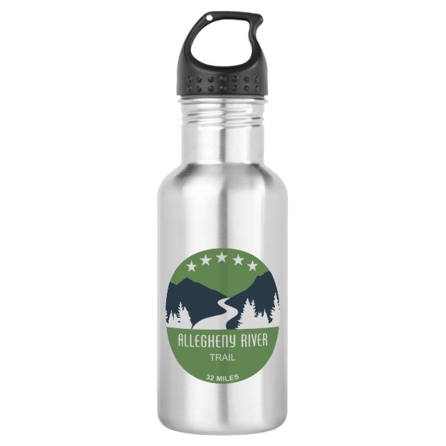 Allegheny River Trail Stainless Steel Water Bottle (Front)