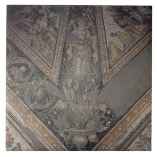 Allegorical figure of Autumn, detail of a mosaic p Tile