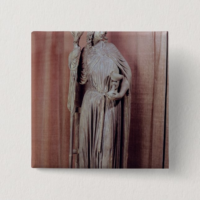 Allegorical figure of church holding a chalice button (Front)