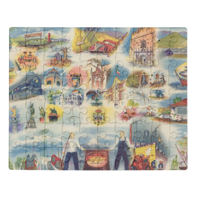 Allegorical map of Mexico City and Environs Jigsaw Puzzle (Puzzle Horizontal)