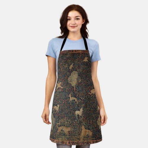 Allegorical Millefleurs Tapestry with Animals Apron