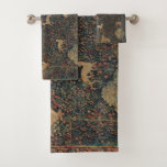 Allegorical Millefleurs Tapestry with Animals Bath Towel Set