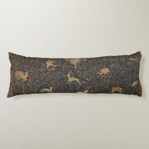 Allegorical Millefleurs Tapestry with Animals Body Pillow