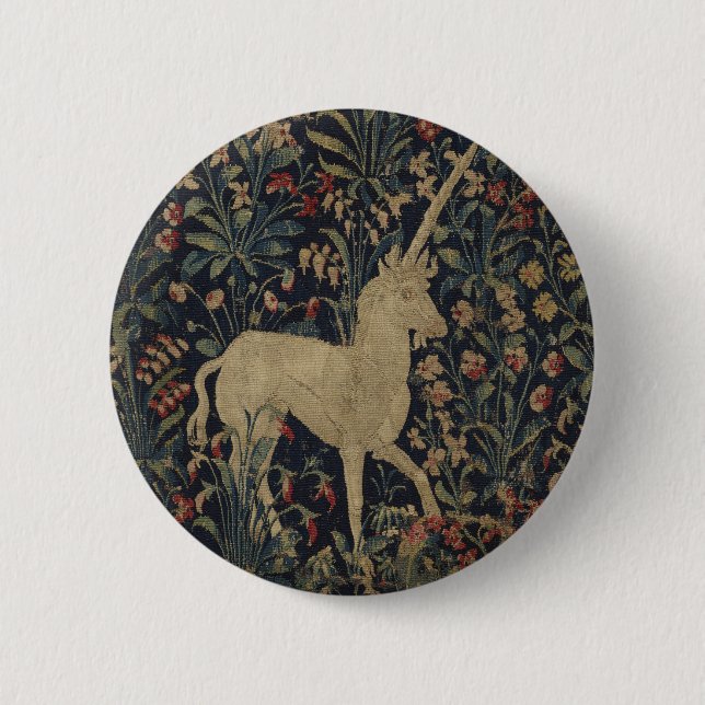 Allegorical "Millefleurs" Tapestry with Animals Button (Front)