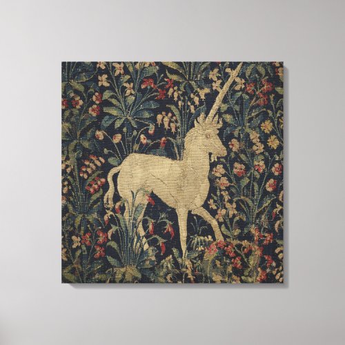 Allegorical Millefleurs Tapestry with Animals Canvas Print