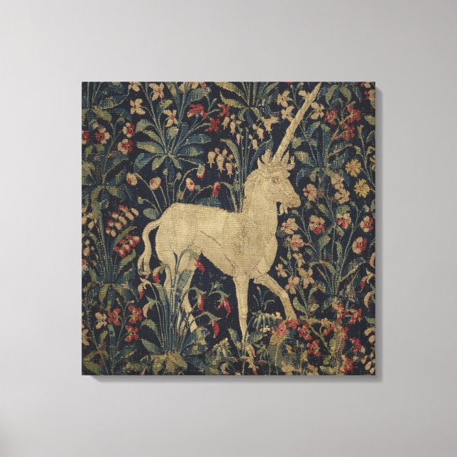 Allegorical "Millefleurs" Tapestry with Animals Canvas Print (Front)