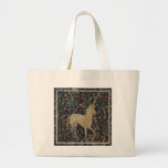 Allegorical &quot;Millefleurs&quot; Tapestry with Animals Large Tote Bag