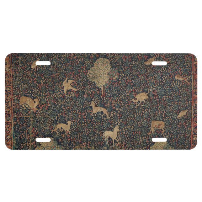 Allegorical Millefleurs Tapestry with Animals License Plate (Front)