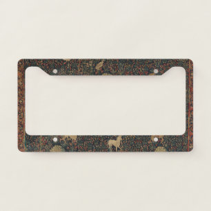 Allegorical Millefleurs Tapestry with Animals License Plate Frame