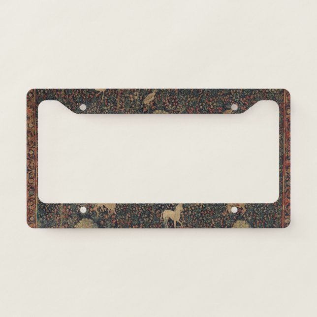 Allegorical Millefleurs Tapestry with Animals License Plate Frame (Front)