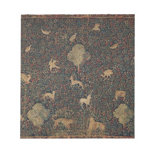 Allegorical Millefleurs Tapestry with Animals Notepad