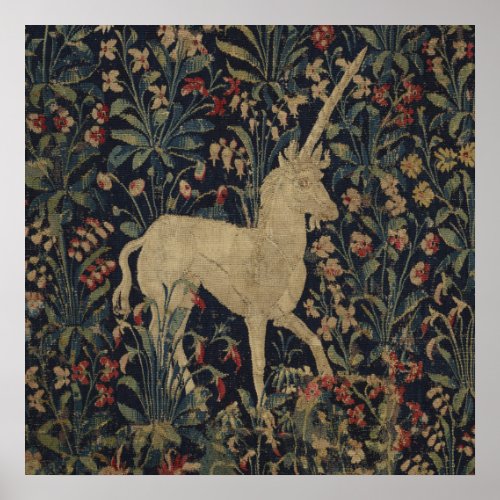 Allegorical Millefleurs Tapestry with Animals Poster