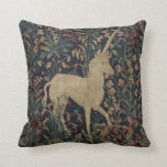 Allegorical &quot;Millefleurs&quot; Tapestry with Animals Throw Pillow