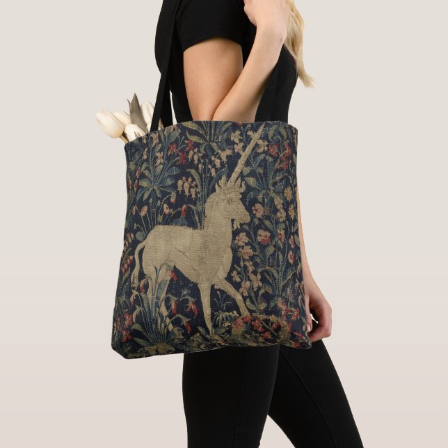Allegorical "Millefleurs" Tapestry with Animals Tote Bag (Close Up)