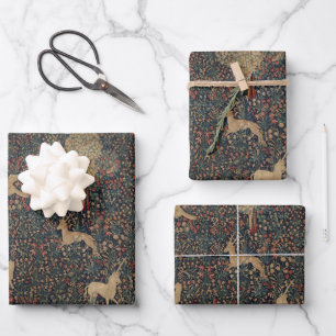 Allegorical Millefleurs Tapestry with Animals Wrapping Paper Sheets