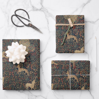 Allegorical Millefleurs Tapestry with Animals Wrapping Paper Sheets