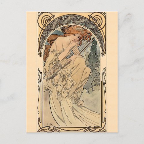 Allegorie de la Musique by Alphonse Mucha  Postcard