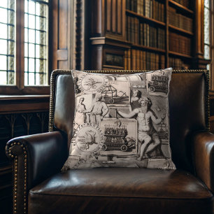 Allegories of Antiquity Dark Academia Collage Throw Pillow