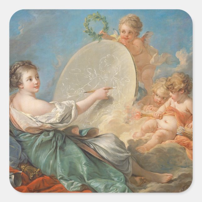 Allegory of Painting, 1765 (oil on canvas) Square Sticker (Front)