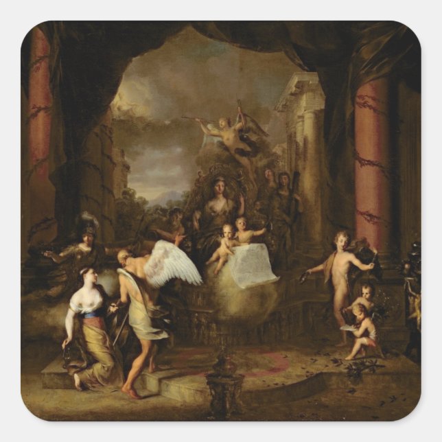Allegory of the city of Amsterdam Square Sticker (Front)