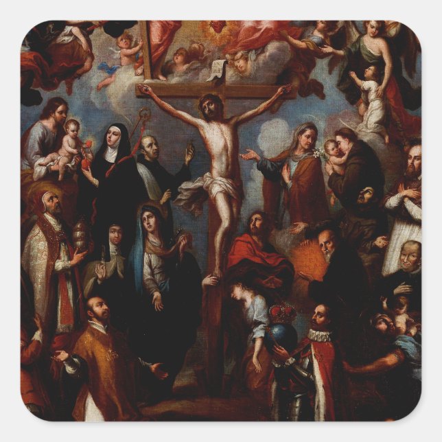 Allegory of the Crucifixion with Jesuit Saints  Square Sticker (Front)