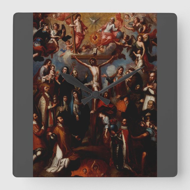 Allegory of the Crucifixion with Jesuit Saints  Square Wall Clock (Front)