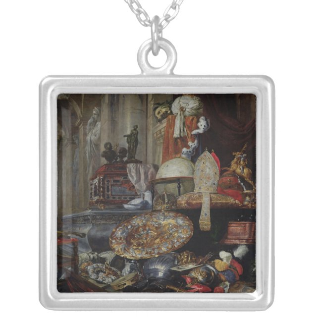 Allegory of the Vanities of the World, 1663 Silver Plated Necklace (Front)